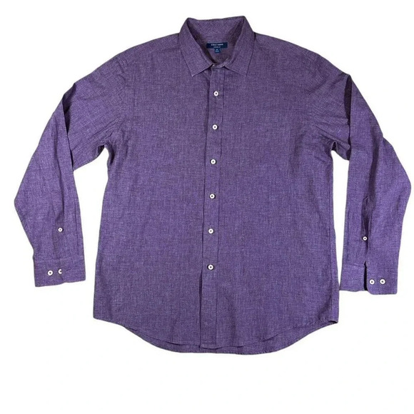 Cole Haan Grand Os Men’s Purple Linen Long Sleeve Button Down Shirt Size XL - Picture 1 of 7